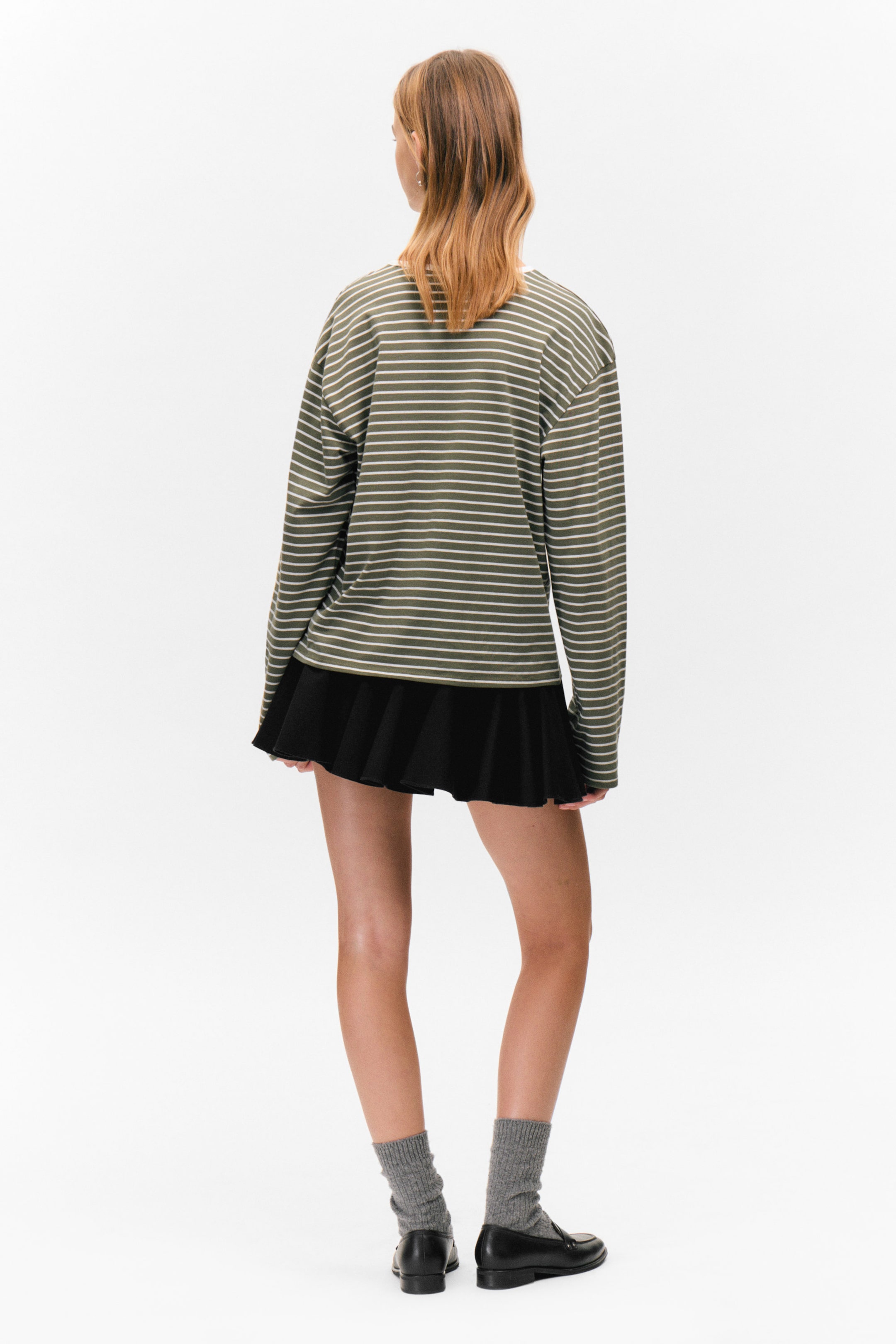 Striped Khaki - Boxy Sleeve T-Shirt - 2