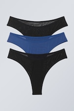 Black, Blue - 3-pack Dylan Mesh Brazilian Briefs - 0