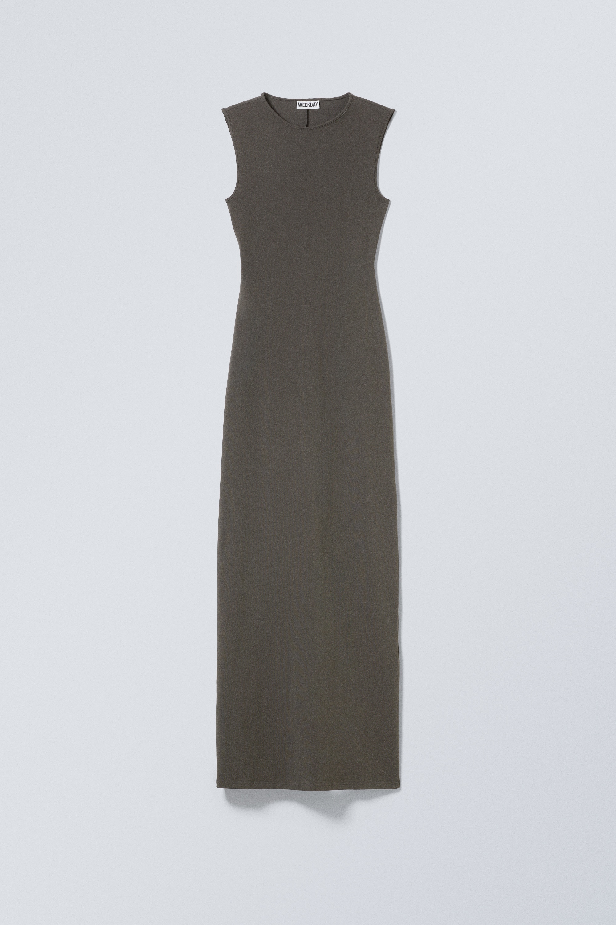 Maxi abito senza maniche in jersey di cotone - Grigio scuro/Nero