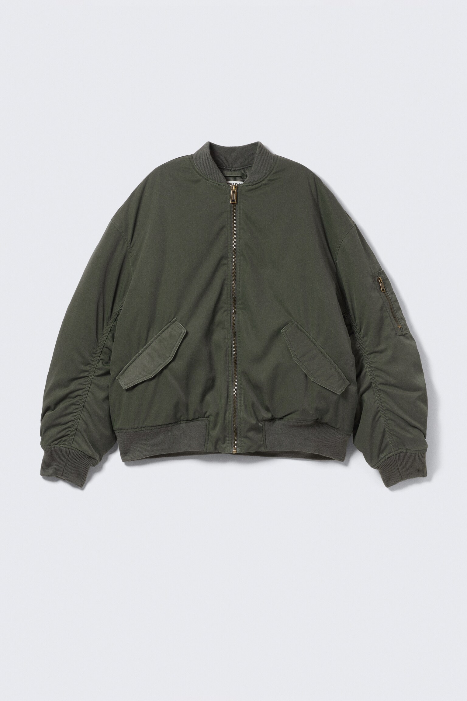 Oversized Twill Bomber Jacket - Dark Khaki Green/Dark Grey/Dusty Mole - 2