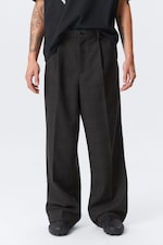 Checked Black - Uno Loose Heavyweight Suit Trousers - 1