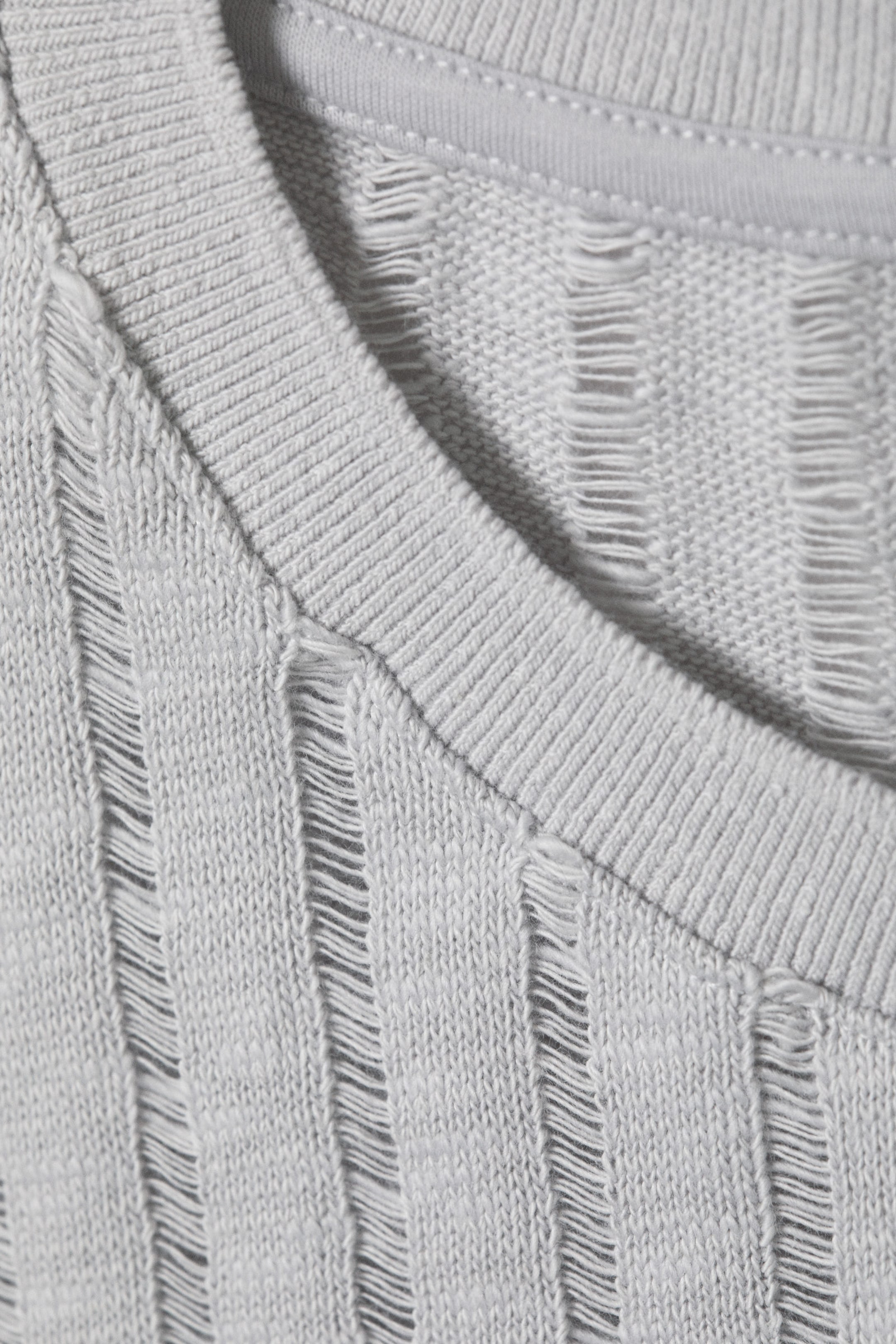 Light Grey Melange - Boxy Structured Cotton Tank Top - 5