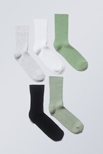 Basic-Grüntöne - 5er-Pack Rippensocken - 0