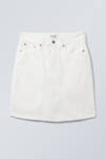Dusty White - Knee Length Denim Skirt - 0
