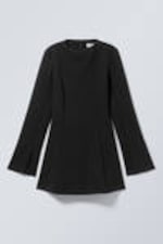 Black - Long Sleeve Mini Dress - 0