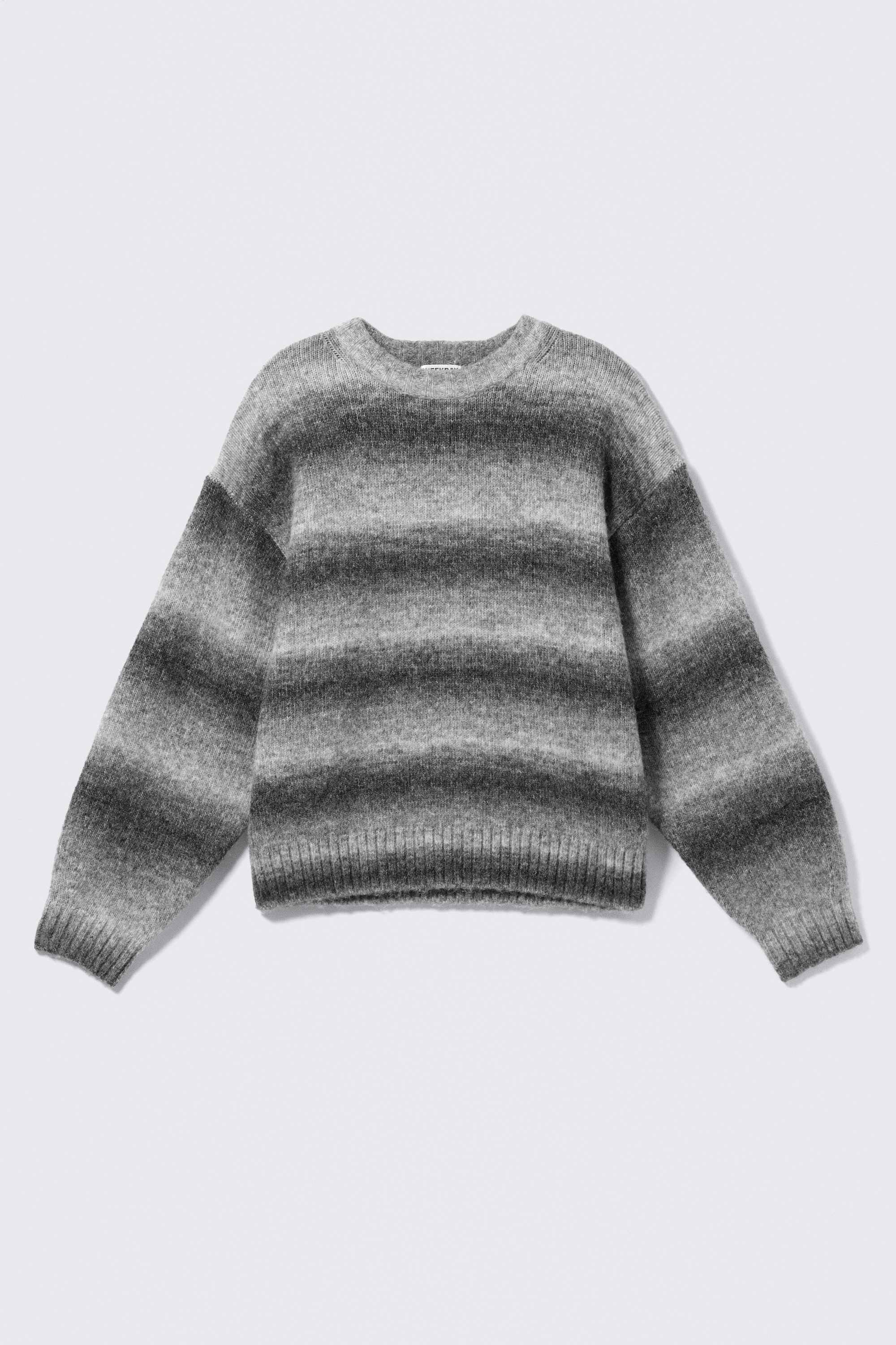 Grey Melange - Loose Fit Space-Dyed Knitted Sweater - 1