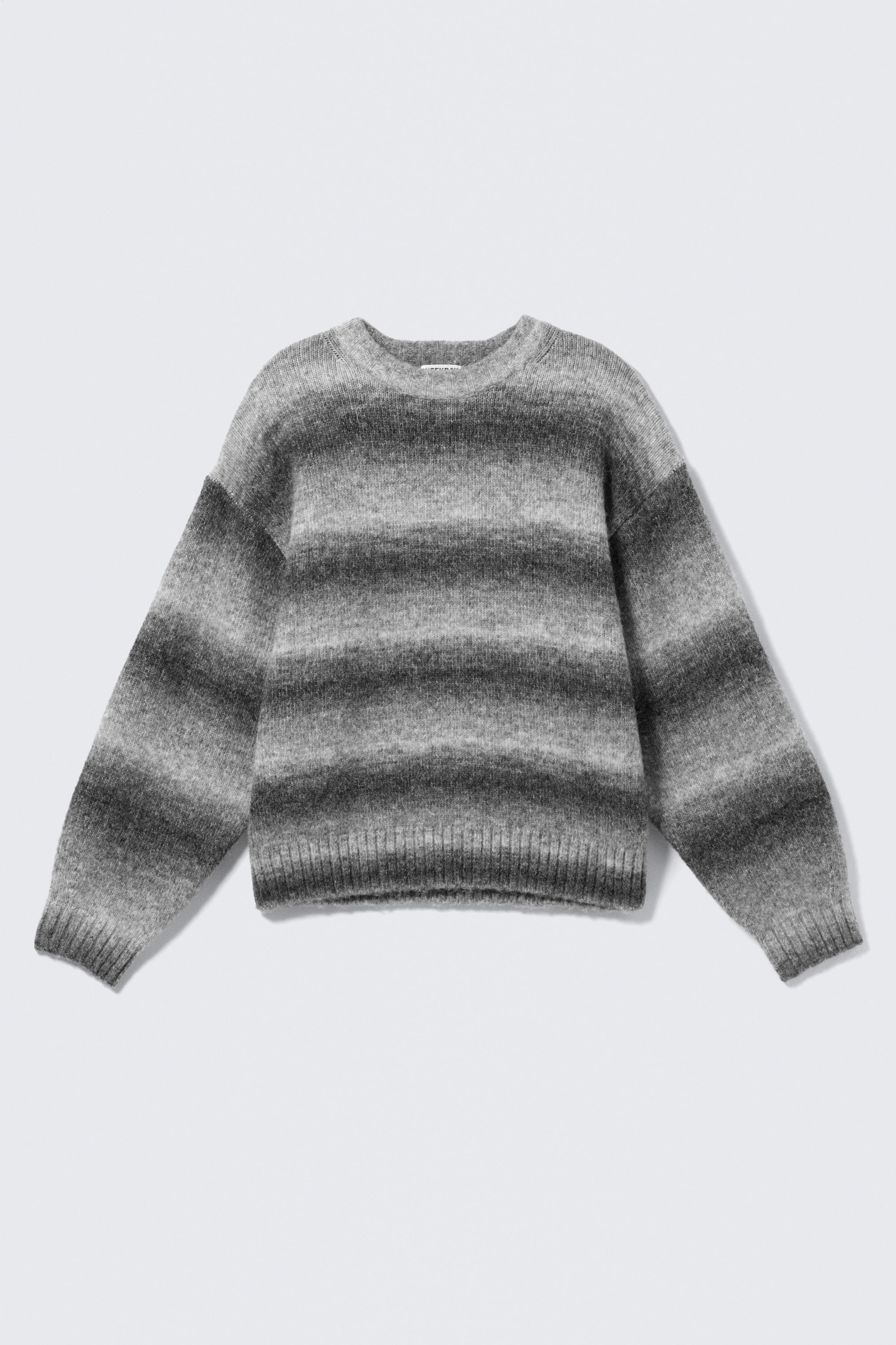 Grey Melange - Loose Fit Space-Dyed Knitted Sweater - 4
