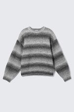 Grey Melange - Loose Fit Space-Dyed Knitted Sweater - 4