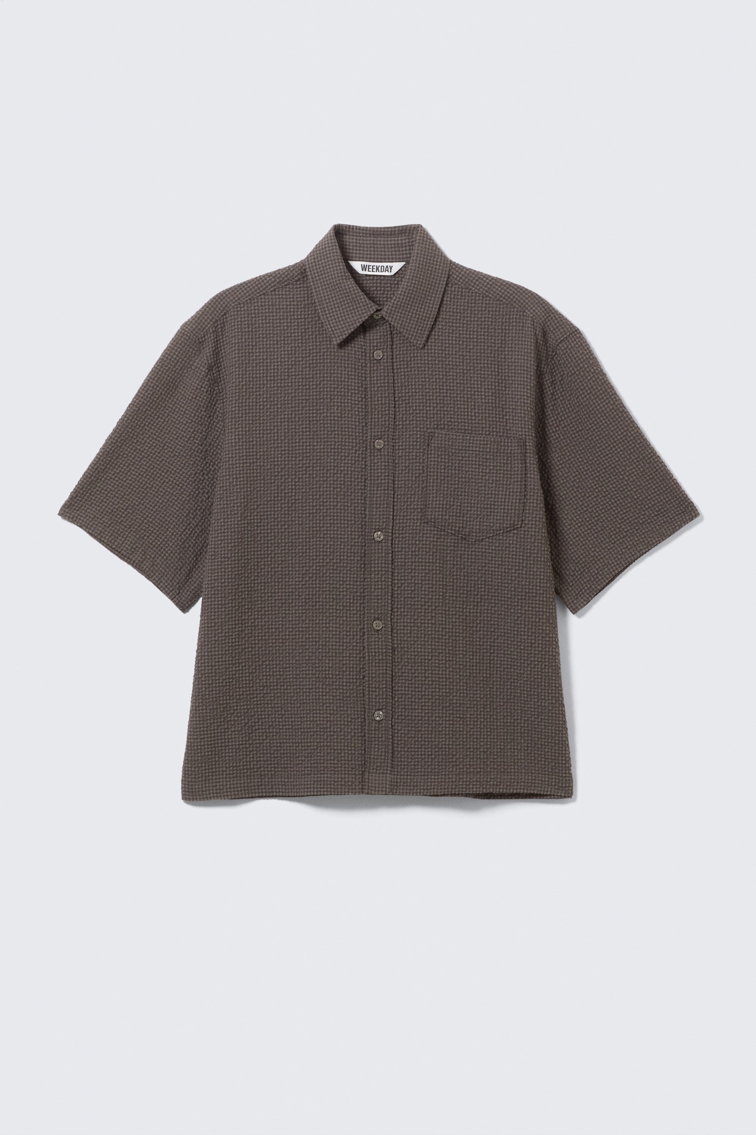 Kurzärmliges Baumwollhemd mit lockerer Passform - Braun kariert - 2