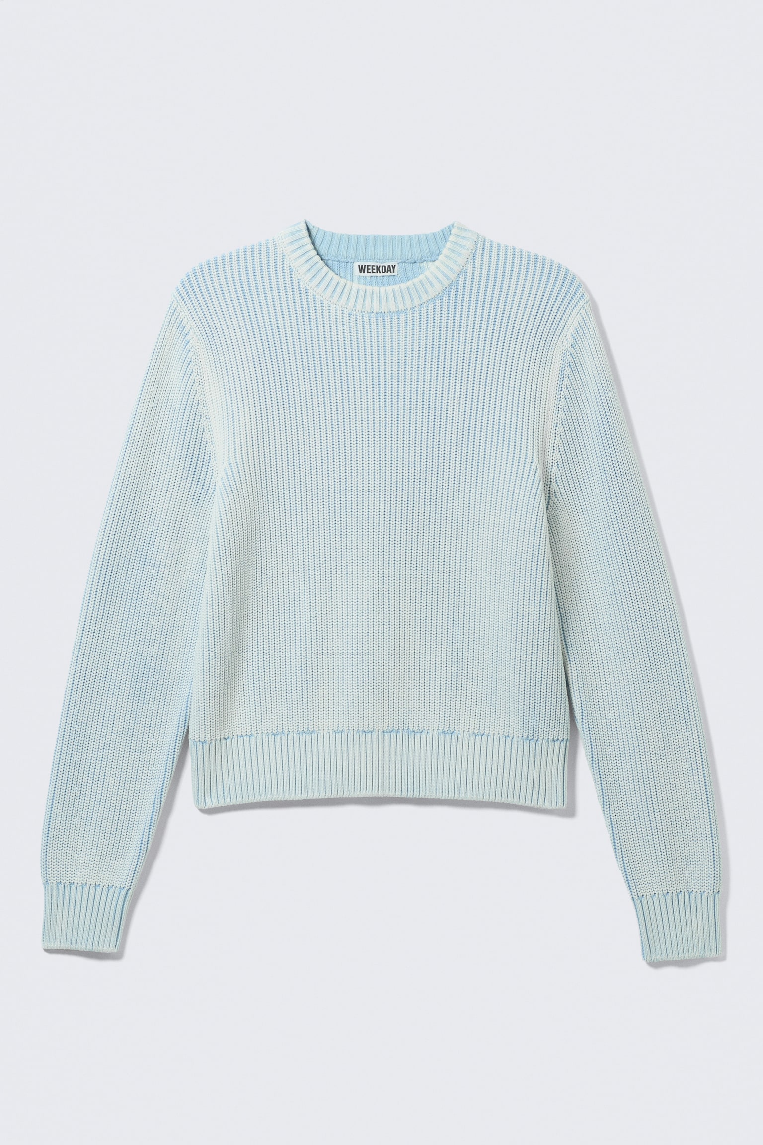 Pull en maille de coton raccourci - Bleu clair délavé