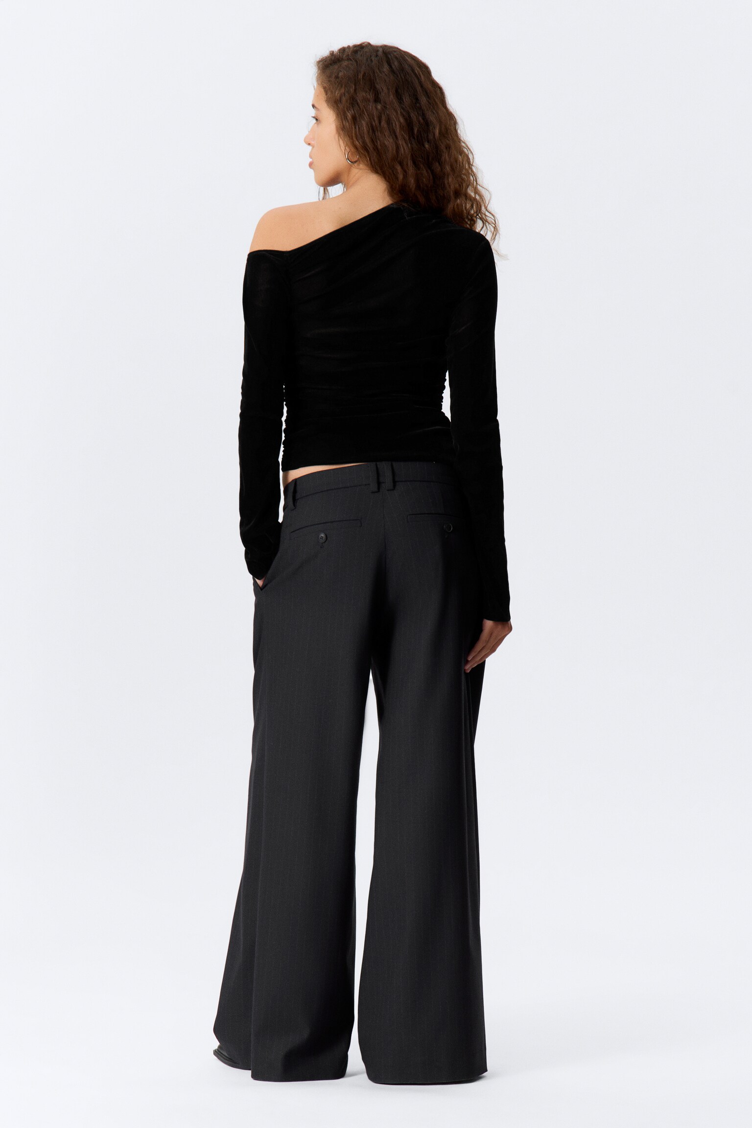 asymetrický top ze sametové síťoviny - Black/Dark Blue - 6