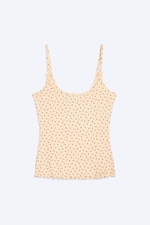 Light Yellow - Floral - Slim Ribbed Strap Top - 3