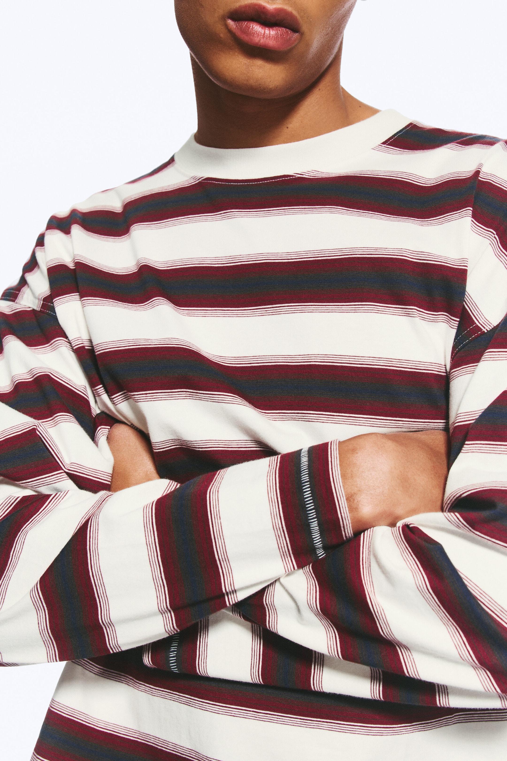 Off-white/Red/Blue Stripe - Oversized Graphic Long-sleeve - 4