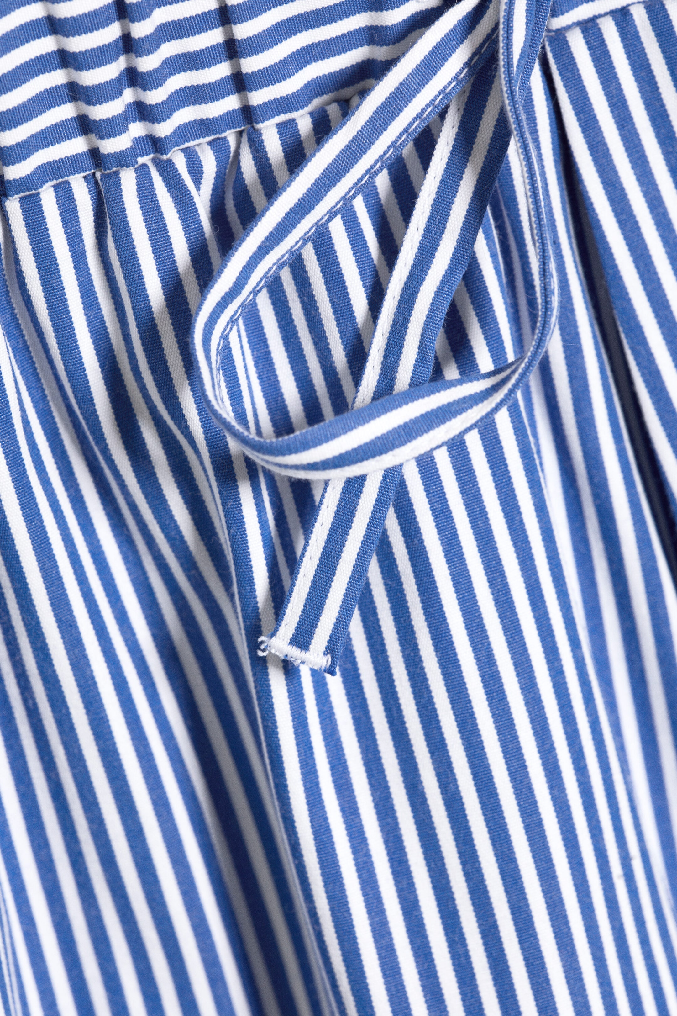 Striped Blue/White - Drawstring Knee-length cotton shorts - 5