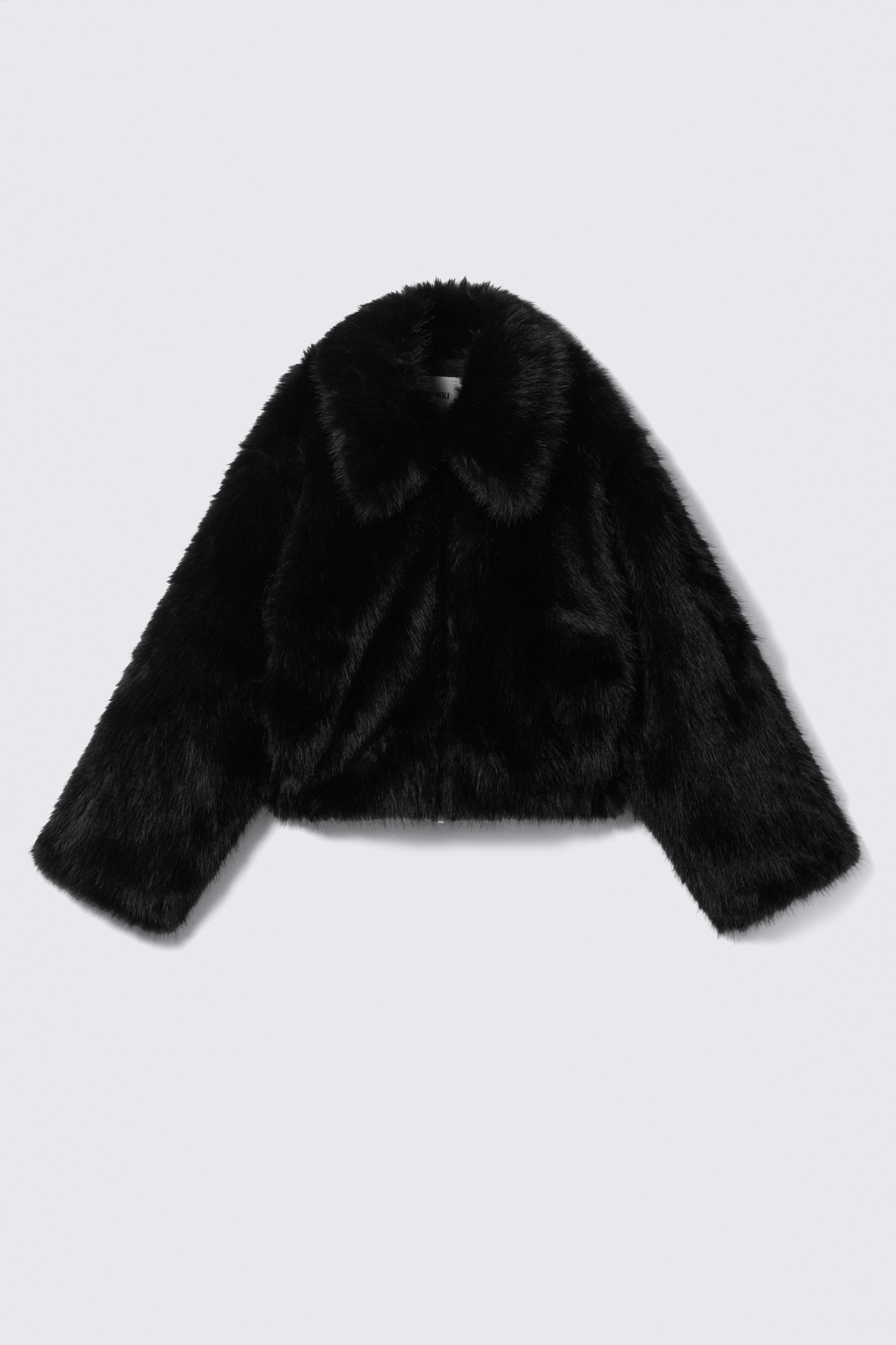 Black - Faux Fur Zip Jacket - 4