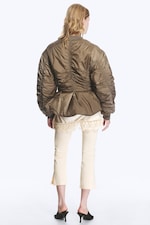 Zacht taupe - Slim ruches peplum bomberjack - 3
