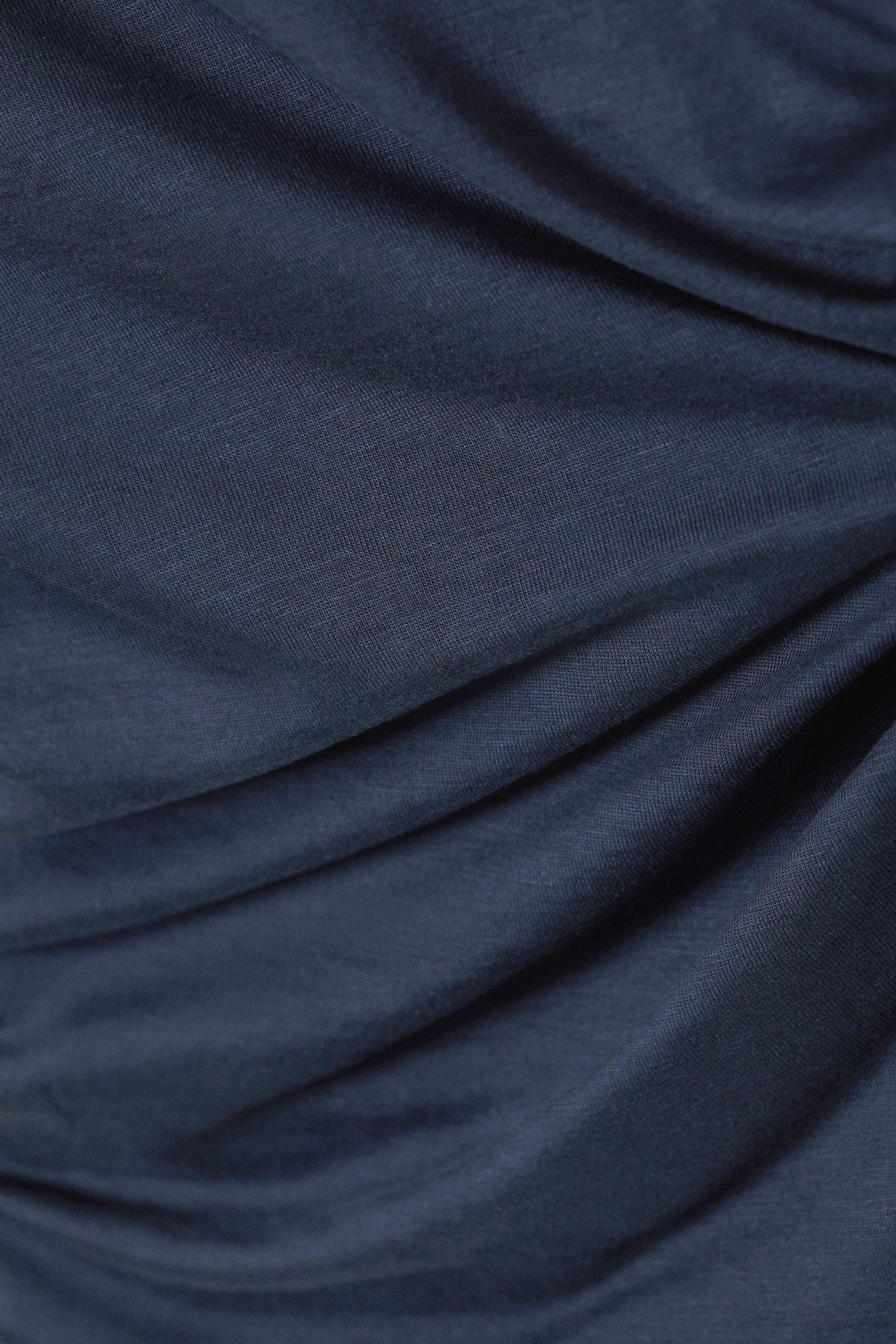 Dark Blue - Drape Asymmetric Lyocell Top - 2