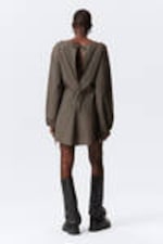 Dark Mole - Cotton Poplin Tie-Detail Mini Dress - 3