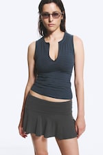 Black - Flared Mid-Rise Mini Skirt - 2