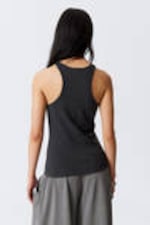 Dark Grey - Fitted Tank Top - 2