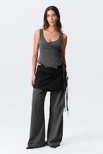 Dark Grey Melange - Asymmetric Wrap Strap Top - 1