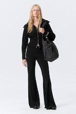 Black - Low Rise Flared Jersey Trousers - 0