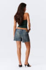 Baltic Blue - Dark Blue - Duchess Low Rise Distressed Mini Denim Shorts - 2