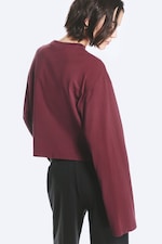 Washed Red - Cropped Oversized Long-Sleeved T-shirt - 3