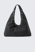 Studded Black - Slouchy Faux Leather Shoulder - 2
