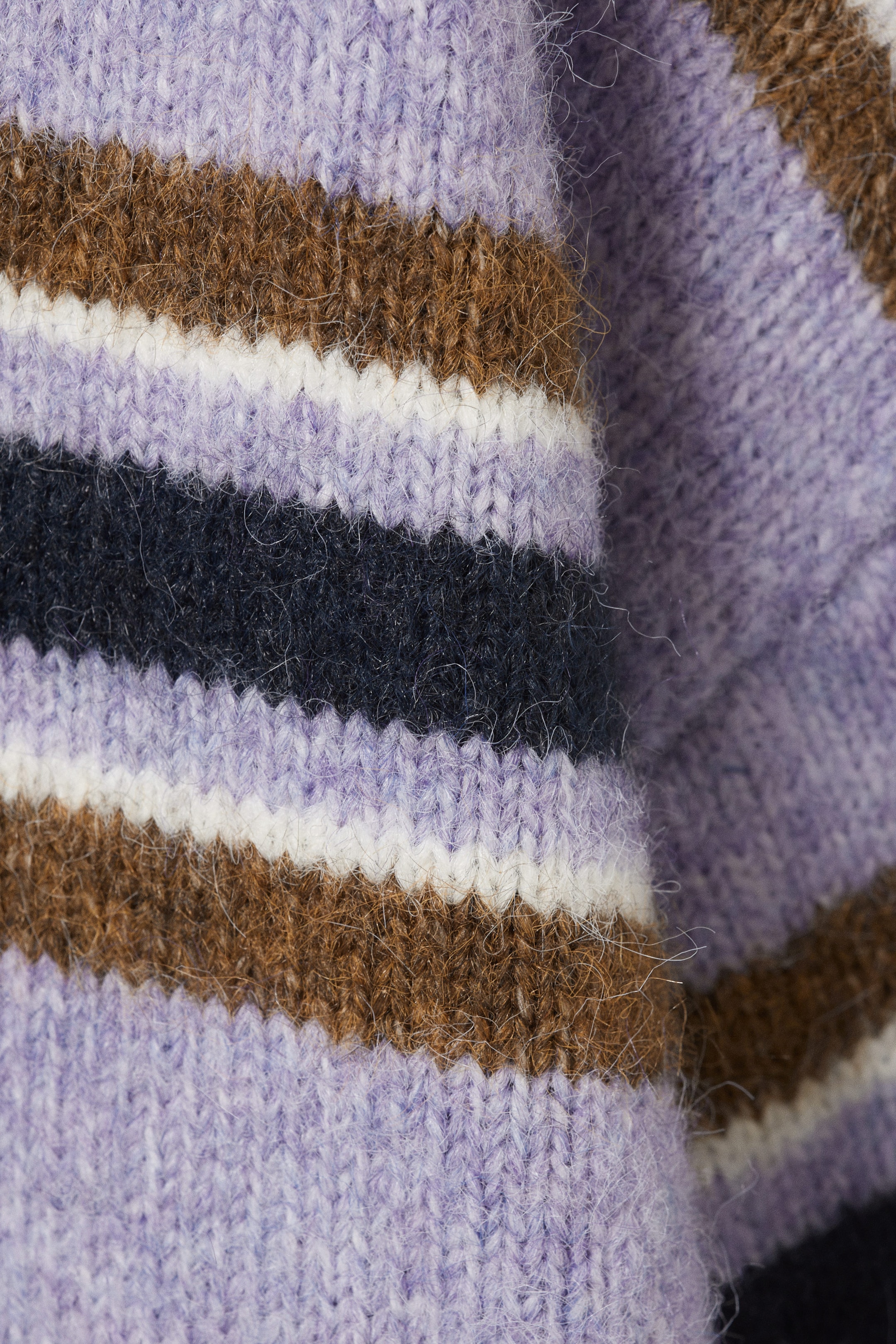 Lila Multi-randig - Ledig Grafisk Stickad Tröja - 1