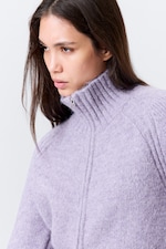 Mélange violet clair - Cardigan zippé ajusté en maille douce - 2