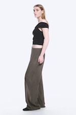 Dark Brown - Crinkled Low-Rise Wide-Leg Trousers - 3