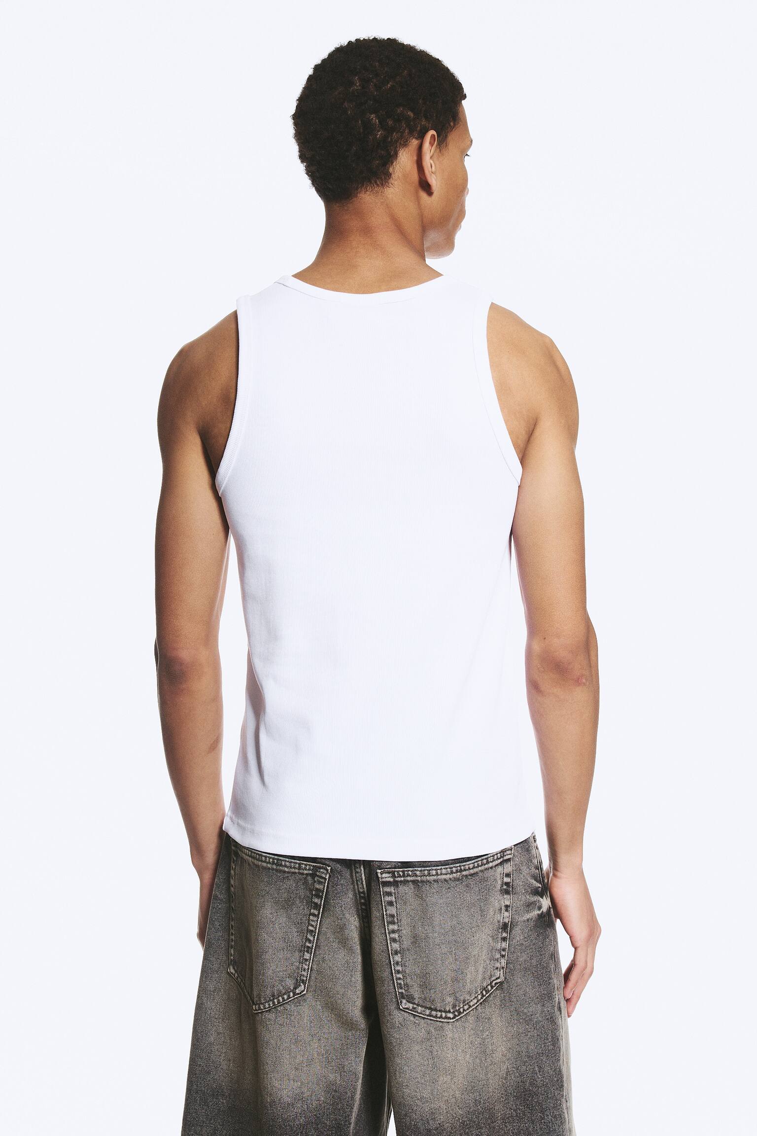 Klassieke geribde tanktop-Wit - 4