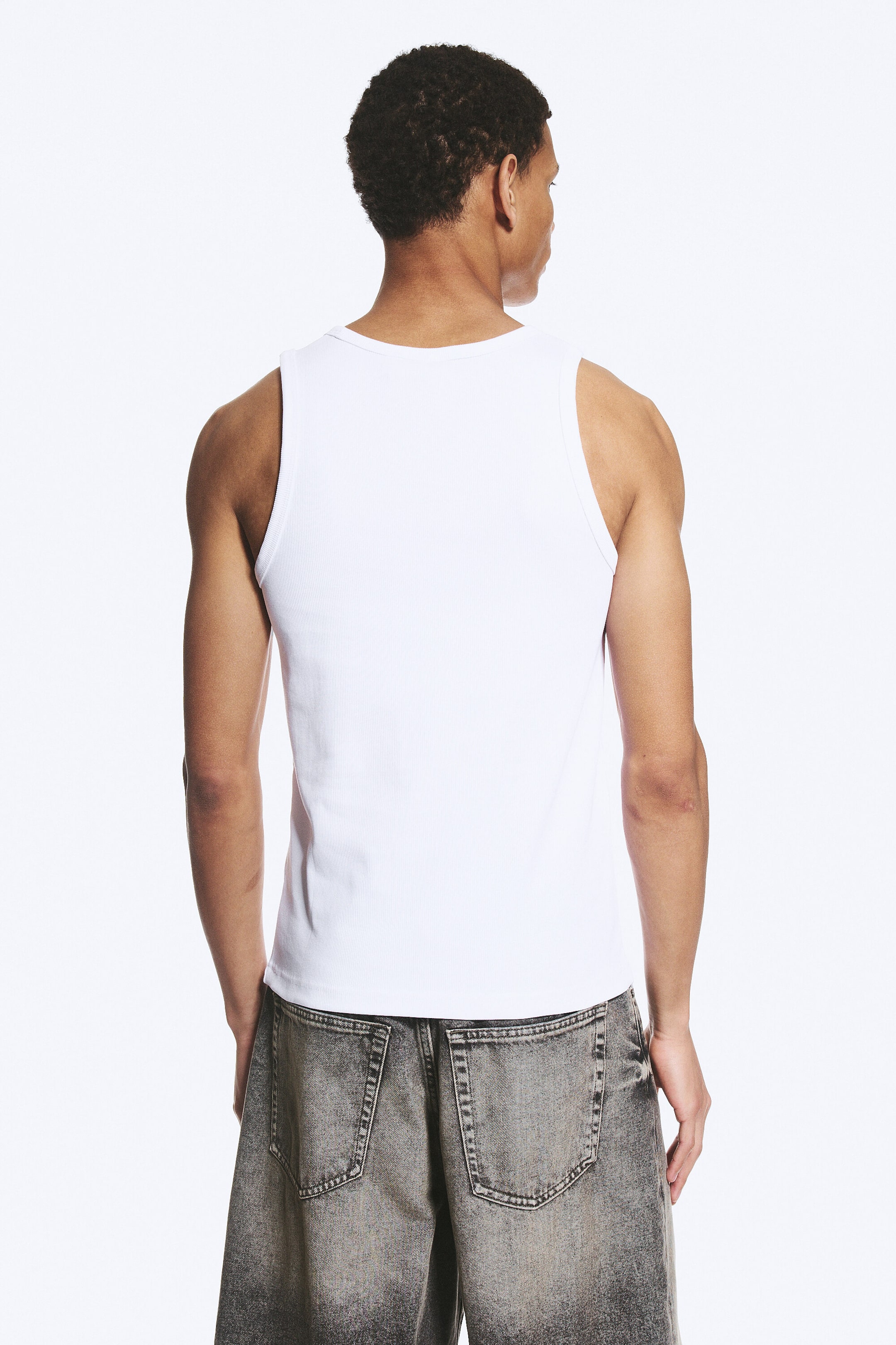 Vit - Classic ribbat linne - 2