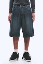 Lake Blue - Mittelblau - Astro Mid Waist Loose Baggy Denim Shorts - 1