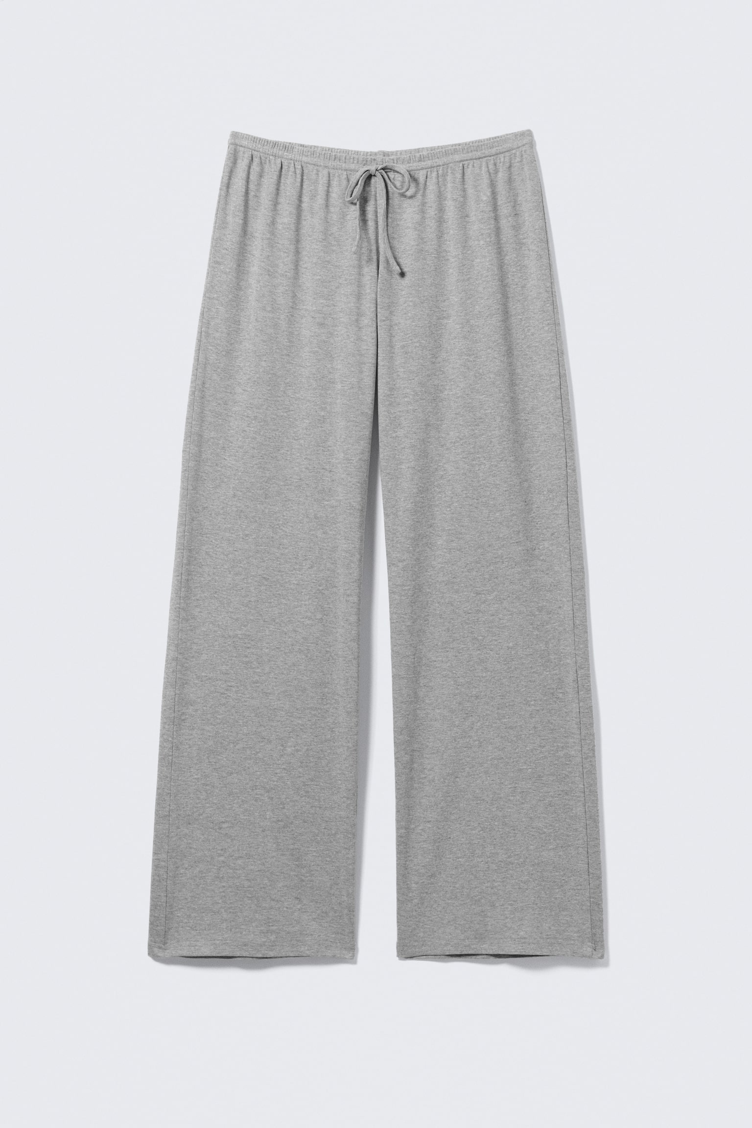 Mid Rise Relaxed Pyjama Trousers - Grey Melange/Black - 2