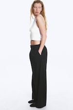 Black - Low Waist Wide Suiting Trousers - 3