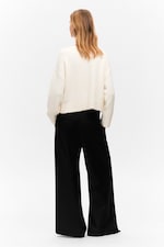 Black - Pleated High Waist Wide Leg Suiting Trousers - 3
