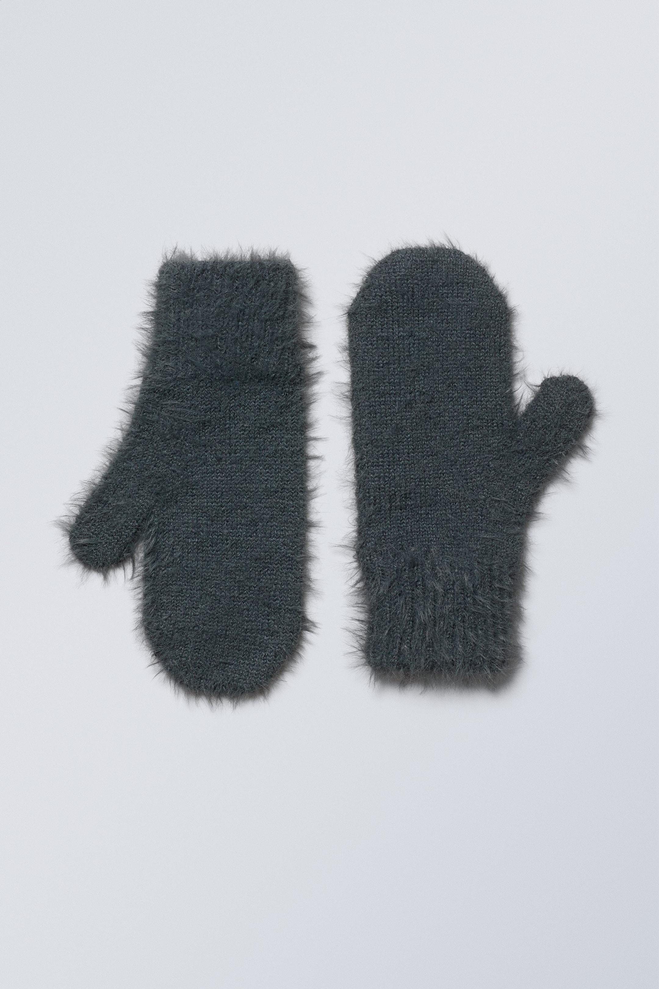 Off-black - Ella Hairy Knit Mittens - 0