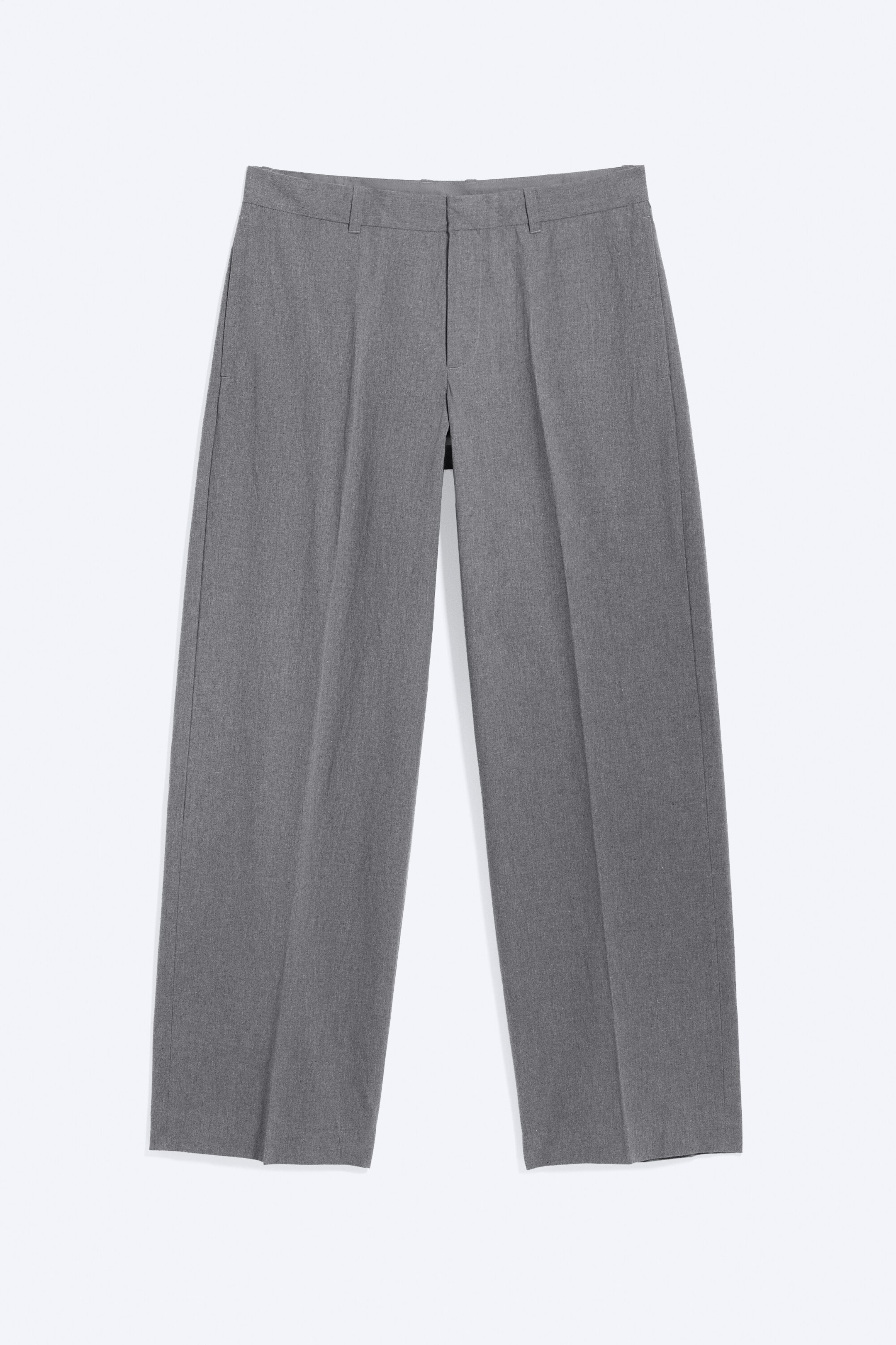 Donkergrijs gemêleerd - Ruimvallende geplooide broek - 4