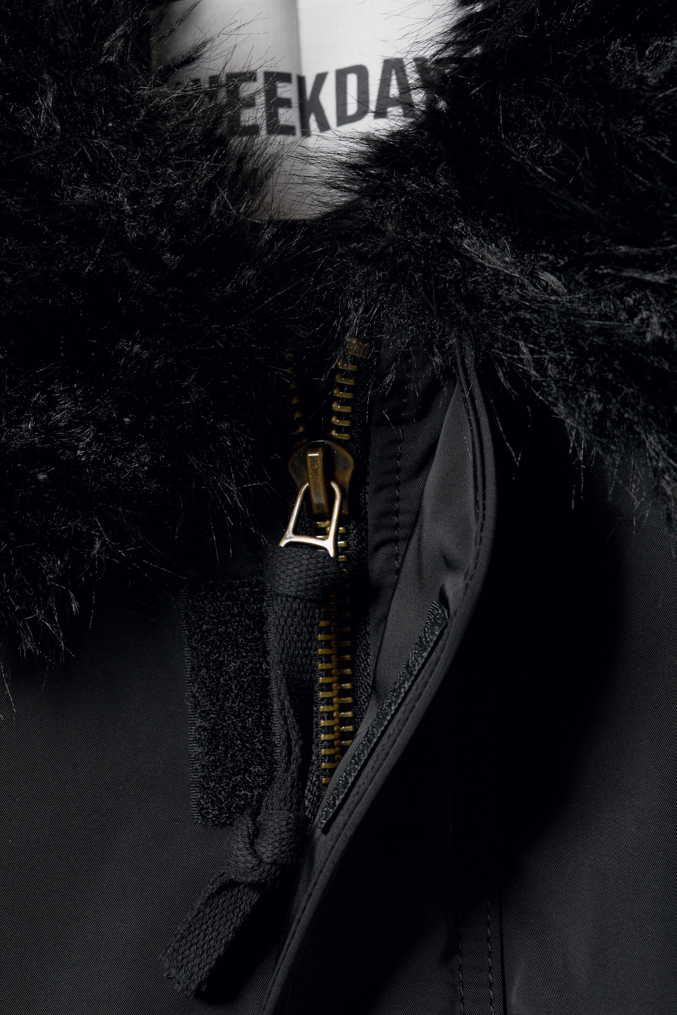 Black - Loose Bomber Jacket with Faux-Fur Collar - 6