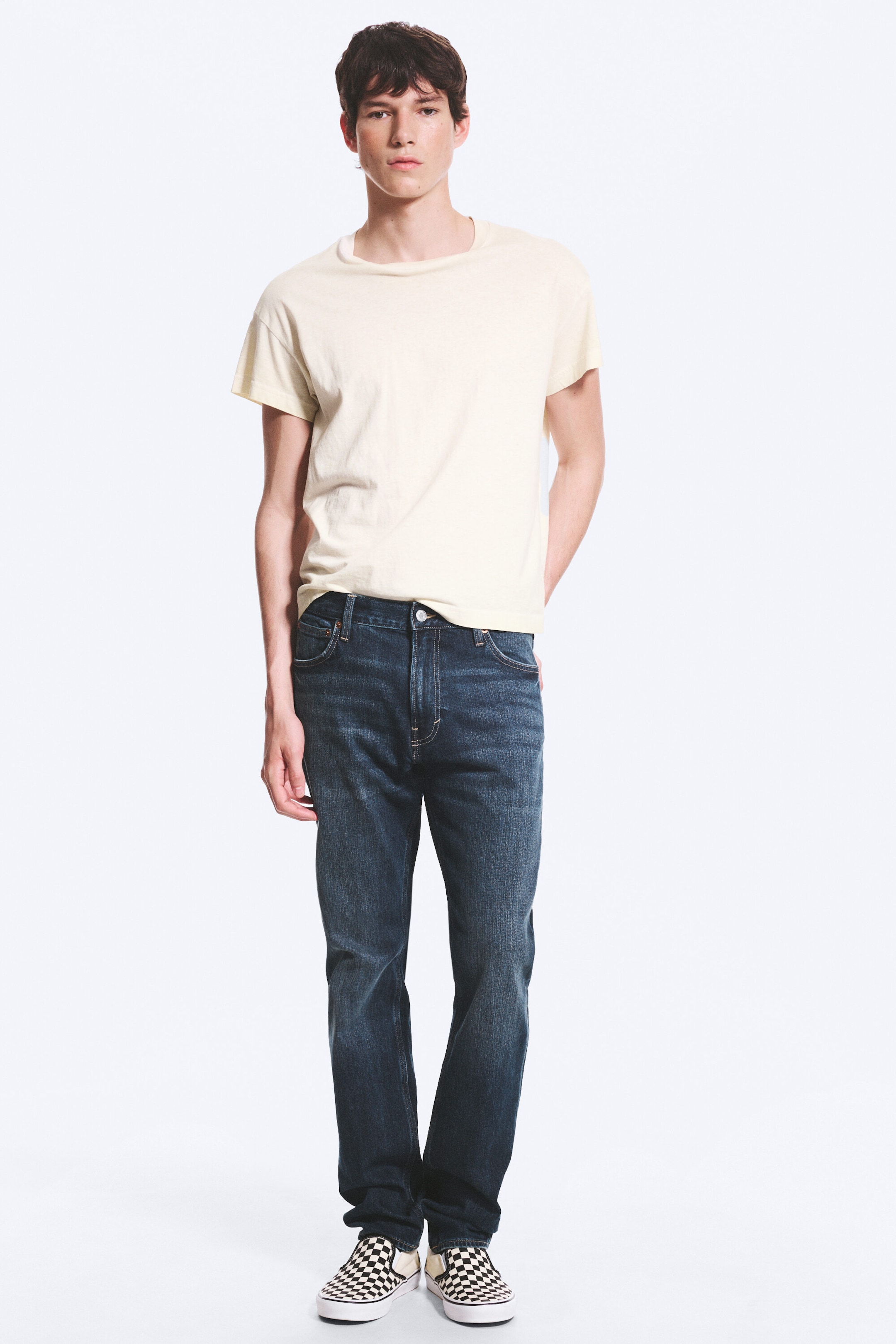 Deep Sea Blue - Dark Blue - Orion Mid Rise Slim Fit Straight Jeans - 1