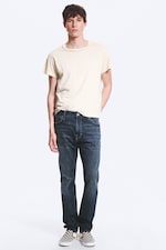 Deep Sea Blue - Dark Blue - Orion Mid Rise Slim Fit Straight Jeans - 0
