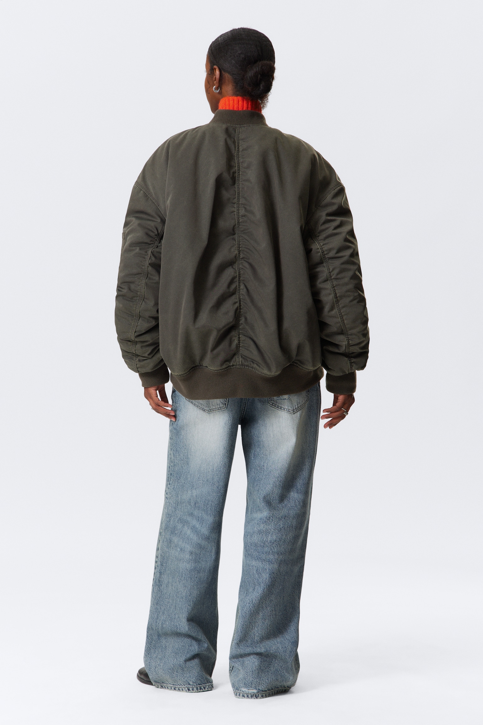 Oversized Twill Bomber Jacket - Dusty Mole/Dark Grey - 3