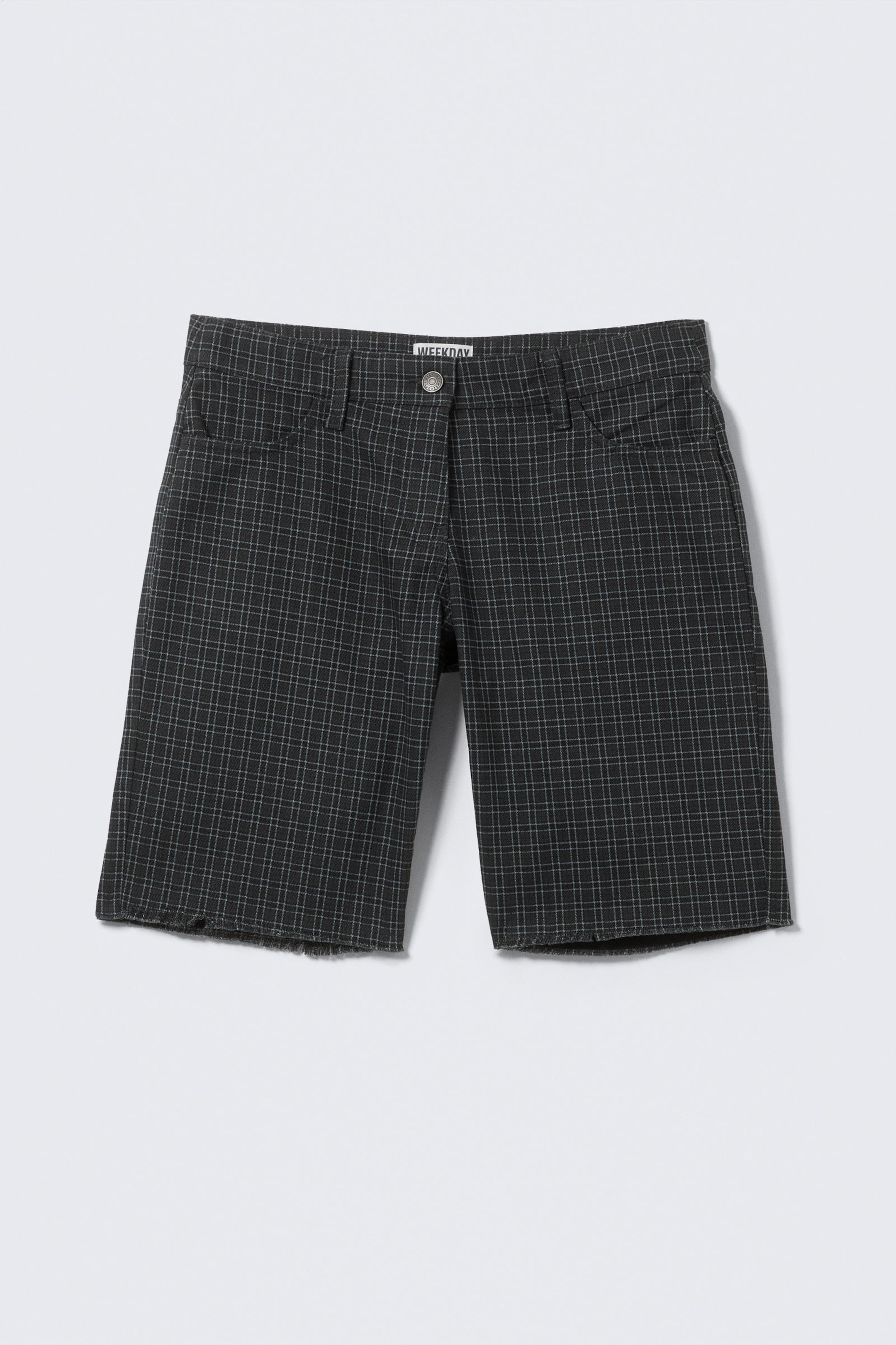 Dunkelgrau kariert - Karierte, knielange Shorts aus Baumwoll-Twill - 4