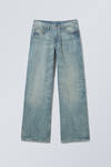 ample low rise loose wide leg jeans - Cyan Dust - Medium