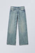 Cyan Dust - Medium Blue - Ample Low Rise Loose Wide Leg Jeans - 5