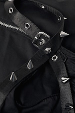 Black - Studded Shoulder Bag - 3