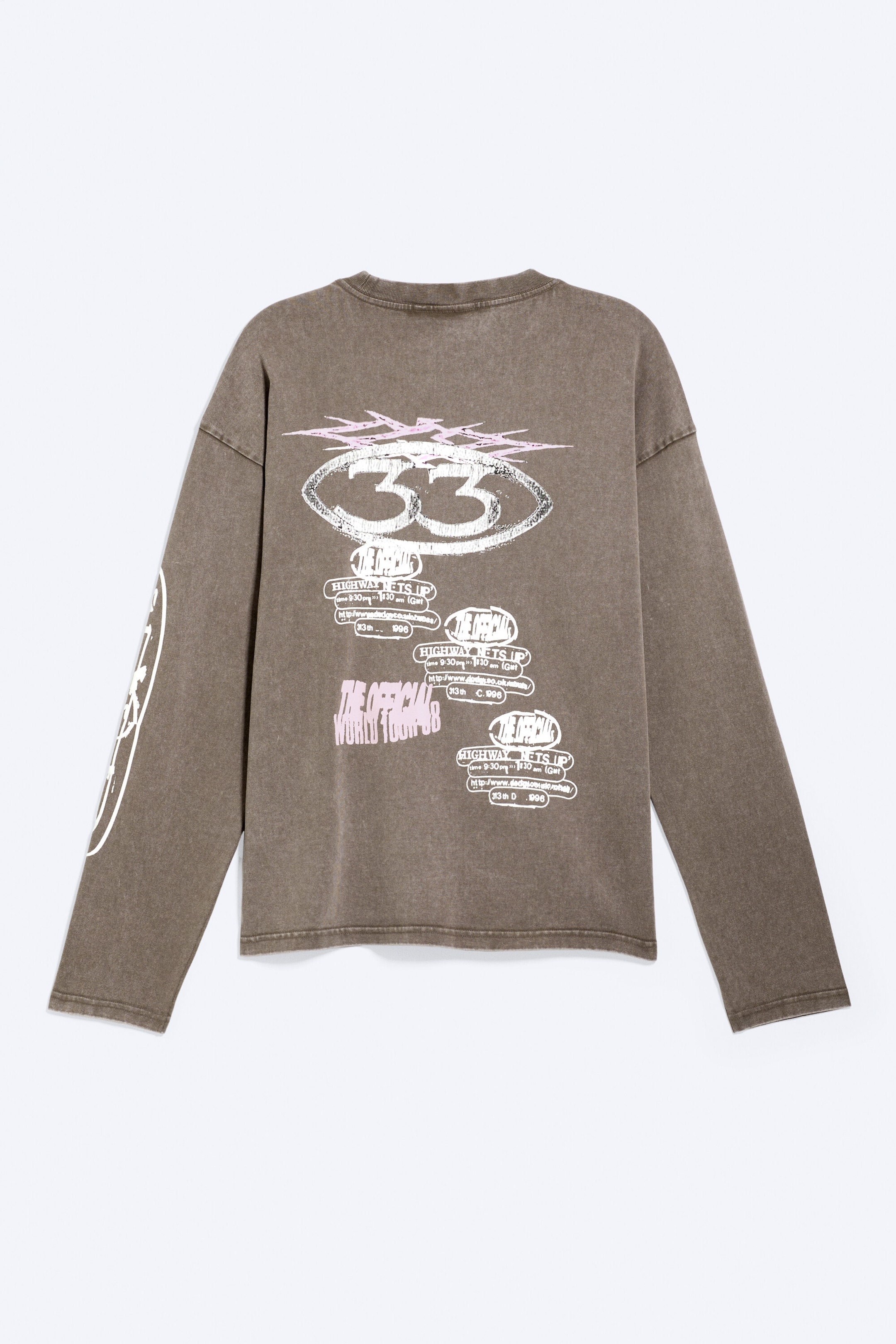 Dunkles Graubraun - Logo-Mix - Kastiges Langarmshirt mit Grafikprint - 5