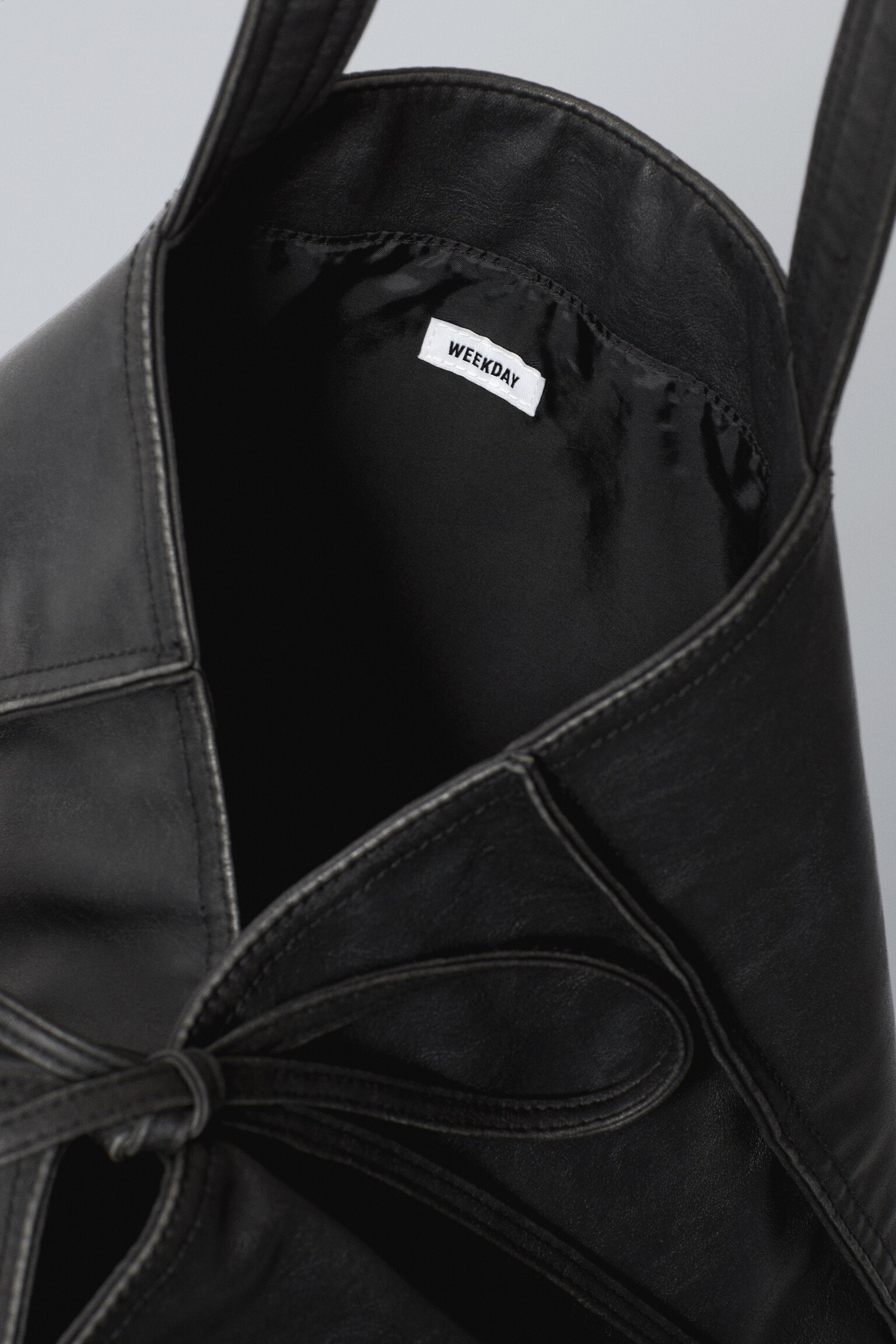 Large Faux Leather Tote Bag - Black - 3